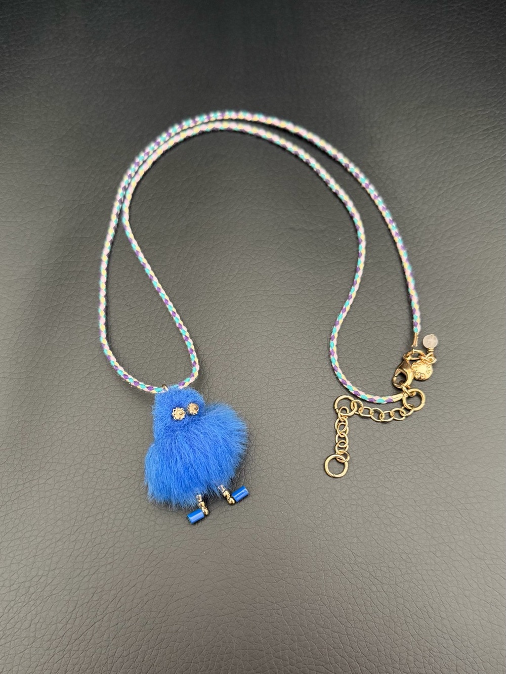 J.Crew Crewcut Fuzzy Blue Monster Charm Necklace